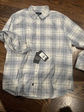 Rails Men’s Light Blue and White Plaid Button-Down Shirt